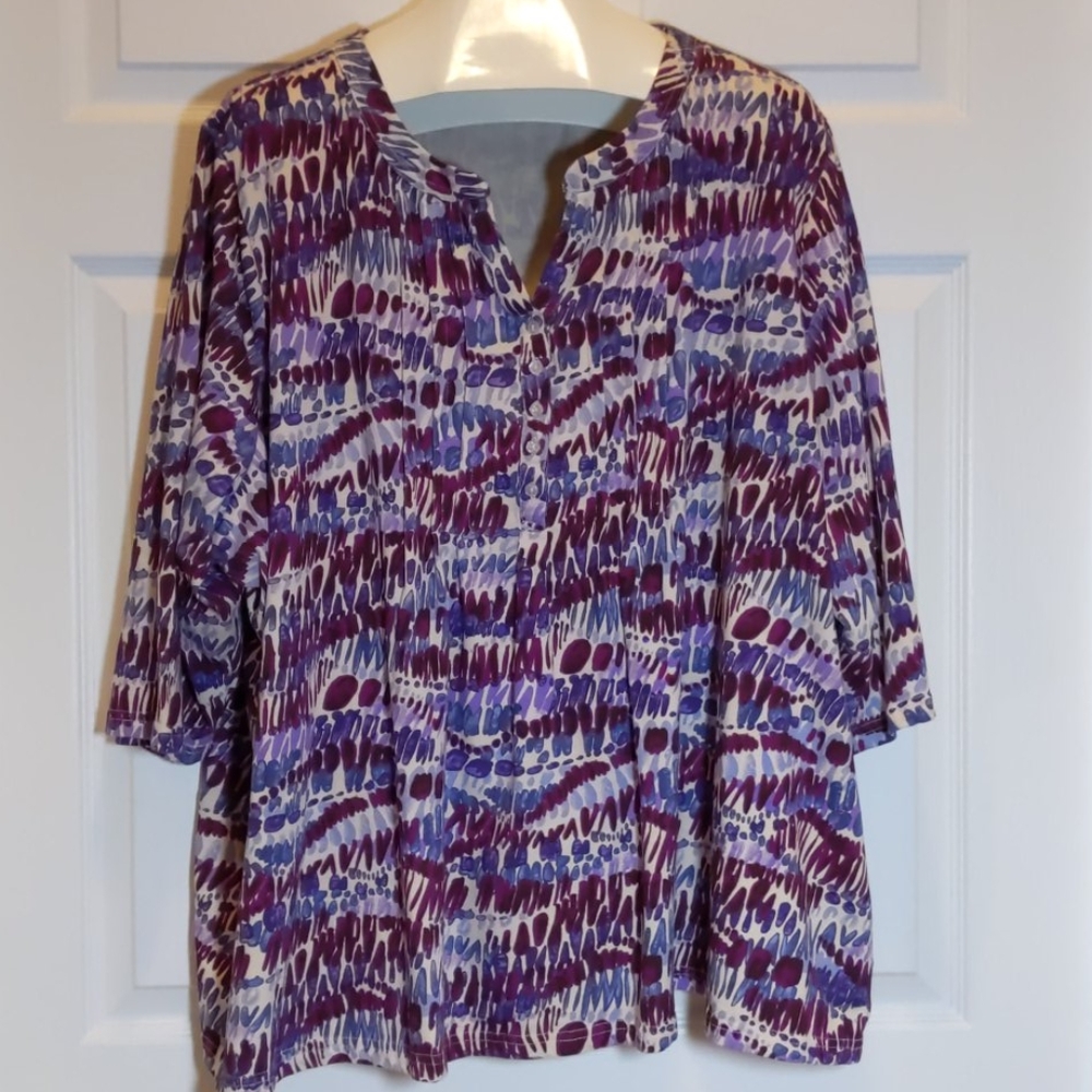 Woman Within, Henley 5 Button Top, 4X